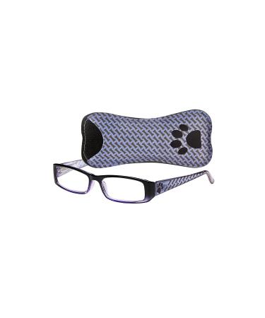 Select-A-Vision Dog Bone Rectangular Reading Glasses w/Paw & Bone Design Blue +2.50