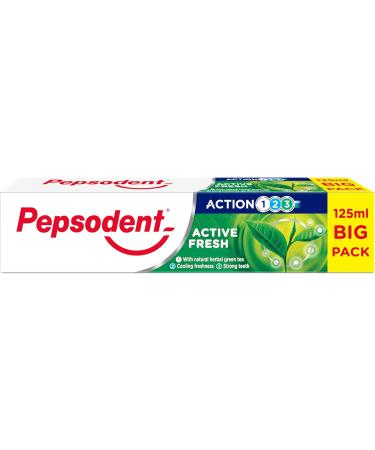 Pepsodent Toothpaste 125 ml Active Fresh | With Natural Herbs and Green Tea | BIG PACK (pack of 6x125ml) - Buy Online on GoSupps.com