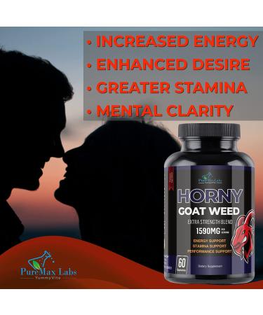 Horny Goat Weed Extra Strength with Maca, L-Arginine, Ginseng - 60 Capsules for Desire, Performance, Stamina, and Energy - Buy Online on GoSupps.com