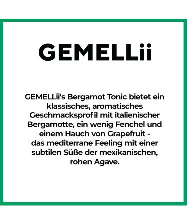 Gemellii Tonic Water with Bergamot - Natural Italian Mixer 4x200ml Bottles Sweetened with Agave Syrup Import Quality - Buy Online on GoSupps.com