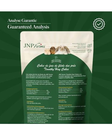 JNP Farms Timothy Hay Cubes for Small Animals |1lb| 100% Natural High Fiber Treats Promotes Digestive & Dental Health Made in Canada - Buy Online on GoSupps.com