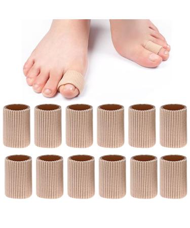 12 Pcs Toe Tubes Sleeves Gel Lined Toe Sleeves Elastic Toe Tubes Silicone Gel Toe Sleeves Toe Cushion Protectors Silicone Toe Tubes Toe Corn Sleeve for Relief Toe Pain Remover Corn Calluses