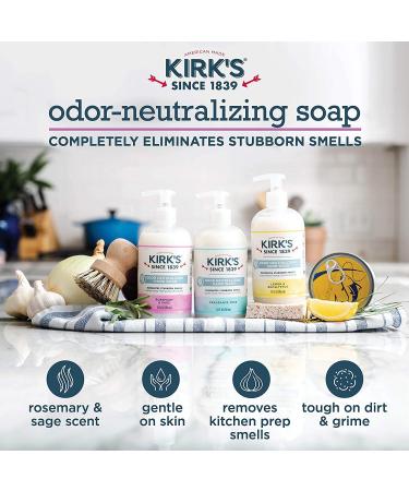 Kirk's Odor-Neutralizing Castile Liquid Hand Soap 4-Pack - Rosemary & Sage Scent | 12 Fl Oz Pump Bottle | Moisturizing Kitchen Hand Wash - Buy Online on GoSupps.com