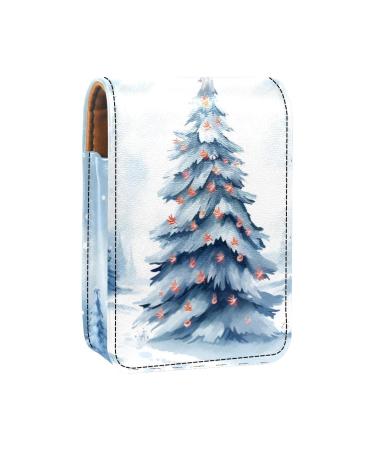 Travel Lipstick Organizer Case Lipstick Case Portable Makeup Bag With Mirror Winter Landscape Tree Snow A132t4irpd