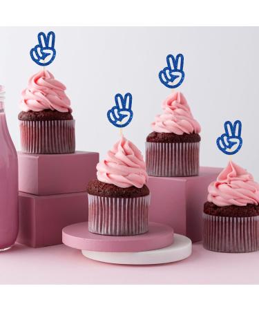 ShuanQ Peace Sign Hand Cupcake Toppers - Gold Glitter Peacekeeper Cupcake Picks for Birthday Party Decoration - 2nd Birthday Peace Themed Party Supplies - Buy Online on GoSupps.com