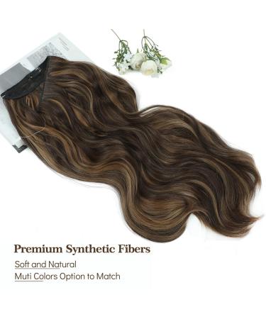 Honey Brown Adjustable Clip-In Hair Extensions | 20 Curly Synthetic Hair Pieces for Women - Buy Online on GoSupps.com