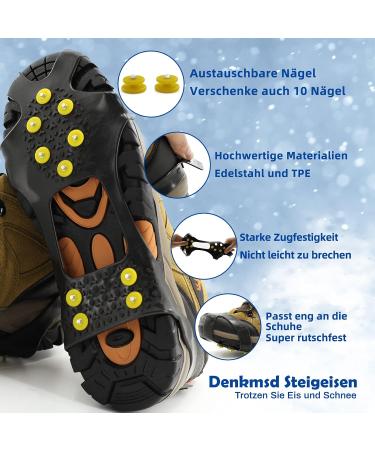 Premium 10-Spike Shoe Crampons - Anti-Slide Winter Chains for Outdoor Sports & Mountaineering (Size 31-36) - Buy Online on GoSupps.com