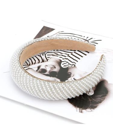 Yission White Pearl Rhinestone Headband for Women - Sparkly Beaded Hairband for Wedding and Special Occasions - Buy Online on GoSupps.com