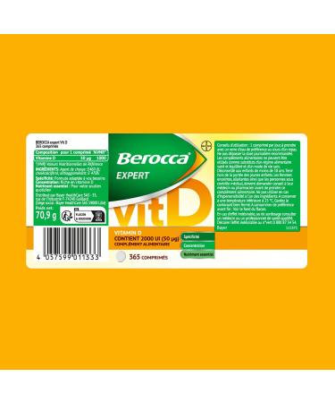 Berocca Expert Vitamine D3 2000 UI (50 g) 365 Comprim s Haute Dose de Vitamine D3 Compl ment pour Syst me Immunitaire Os Muscles et Dents Formule V g tarienne Programme de 1 An - Buy Online on GoSupps.com