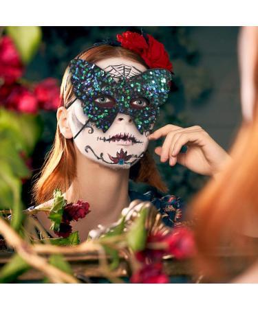 Butterfly Face | Bling Cosplay Sequins Half Face Decor | Stage Show Costume Half Butterfly Shape Cosplay Face Green - Buy Online on GoSupps.com