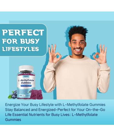 2 Pack L-Methylfolate Gummies with Methyl B12 - Empower Mood Optimize Brain Health & Fortify Immune System. Blueberry Flavor 120 Count. 60 Count (Pack of 2) - Buy Online on GoSupps.com