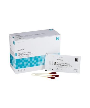 McKesson Povidone-Iodine Impregnated Swab Stick Sterile - 4 in 3 Sticks 25 Packs 75 Total (75 ct) - Buy Online on GoSupps.com