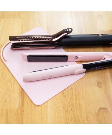 Angelil Heat-Resistant Silicone Mat for Smoothing Iron Curls | 23cm x 17cm Soft Pink Heat Protection Mat - Buy Online on GoSupps.com
