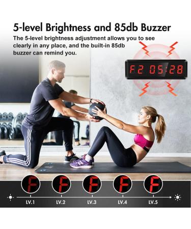 Seesii LED Gym Timer | Ultra-Clear Interval Timer with Remote | Countdown/Up Wall Clock with Buzzer | Connectable Power Fitness Timer for Gym, Home, Garage | 1.5 Inch Bright Red - Buy Online on GoSupps.com