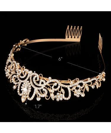 Crystal Queen Princess Crown Tiara for Women & Girls - Bridal Hair Accessory for Birthday, Wedding, Prom & Parties - Gold (Pack of 1) - Buy Online on GoSupps.com
