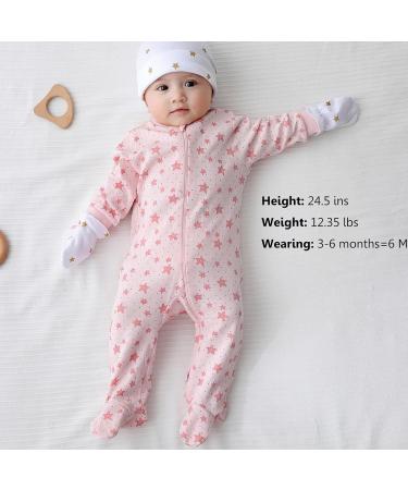 MAMIMAKA Baby Girls 6-9 Months Footed Pajamas - Hedgehog, Fox, Stars Design - Buy Online on GoSupps.com