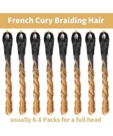 Ainimiu French Curly Braiding Hair 22 Inch 8 Packs - Pre Stretched Bouncy Braiding Hair- Loose Wavy Braiding Hair Synthetic Hair Extensions for Black Women 22 Inch(pack of 8) 1B/27 - Buy Online on GoSupps.com