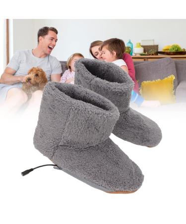 Heated Foot Warmers | USB Charging Plush Heat Shoes for Cold Winter | Soft & Relaxing Gray Electric Foot Warmth - Buy Online on GoSupps.com