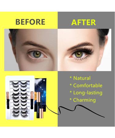 3D Magnetic Eyelashes and Eyeliner Set - NO GLUE NEEDED NO SKILL NEEDED Updated 3D 6D Reusable Magnetic Eyelashes Natural Look Waterproof Magnetic Eyeliner and Lashes Kit with Applicator 10 Pairs - Buy Online on GoSupps.com