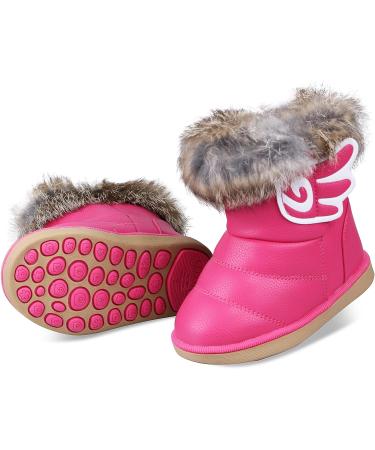 MINBEI Baby Girls Soft Leather Winter Snow Boots - Waterproof Toddler Girls 6 UK Child Rose - Buy Online on GoSupps.com
