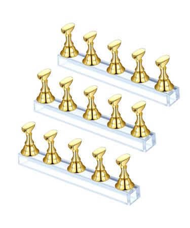JLPDMT Nail Stand 3 Sets Nail Stand For Painting Nails Nail Art Practice Stands Reusable Nail Tips Stand False Nail Art Tools Used for Female Nail Practice(Golden)