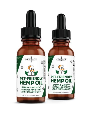 Natural Hemp Oil for Dogs and Cats by NEW AGE - Dog Calming Aid - Hip and Joint Health, Mobility, Immunity - Pet Hemp Oil Rich in Omega 3, 6, 9  2 Pack