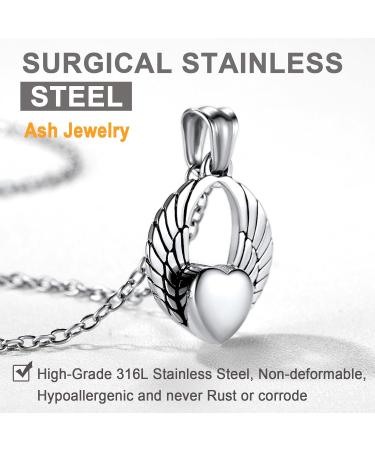 U7 Women's Cremation Urn Necklace - Celtic Knot Dog Feet Wing & Crucifix - Stainless Steel Pendant for Ashes - Adjustable Burial Jewelry for Men - 04 Silver - Buy Online on GoSupps.com