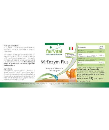Buy Fairvital FairEnzym Plus - Multi Enzyme Complex with Rutin Bromelain Trypsin & Chymotrypsin - High Dose - 100 DRCaps | International Shipping - Buy Online on GoSupps.com