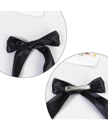 2 Pack Hair Bows for Girls and Women Large Bow Hair Clips Hair Barrette with Long Silky Satin Black Hair Accessories for Girls(Black) - Buy Online on GoSupps.com