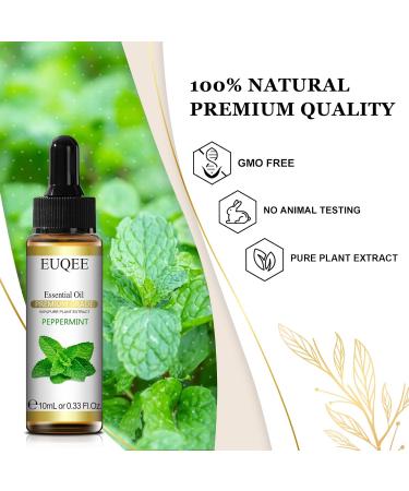 EUQEE Peppermint Essential Oil 10ml - Pure Natural Aromatherapy Oil for Diffuser and Relaxation - Pack of 1 - Buy Online on GoSupps.com