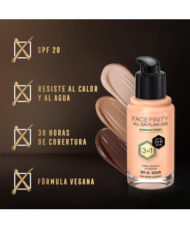 Max Factor Flawless Facefinity All Day 3 en 1 Fond de Teint SPF 20 N45 Warm Almond 30 ml (Lot de 1) - Buy Online on GoSupps.com