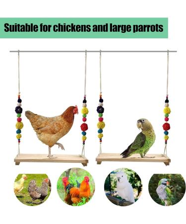 QIODAZOO Chicken Swing Perch Natural Wood Hanging Swing Toys for Chicken Coop/Birdcage Bird Swing Large for Hens Parakeets Macaw - Buy Online on GoSupps.com
