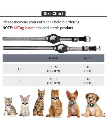 Reflective AirTag Cat Collar with Bell - GPS Leather Collar for Girl Boy Cats & Kittens 7-9 Inch - Integrated Apple AirTag Holder - Blue - Buy Online on GoSupps.com