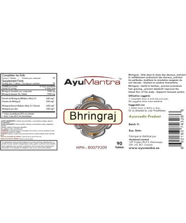AyuMantra Organic Bhringraj Tablets (Eclipta alba) - 90 Tablets 1000 mg - Buy Online on GoSupps.com