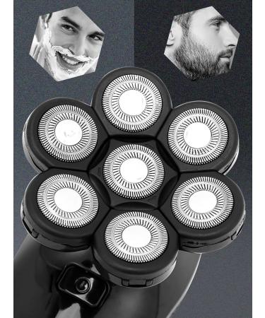 7D Men's Rechargeable Bald Head Shaver - 5-in-1 Electric Grooming Kit for Bald Men | Hair Trimmer & Facial Brush - Buy Online on GoSupps.com