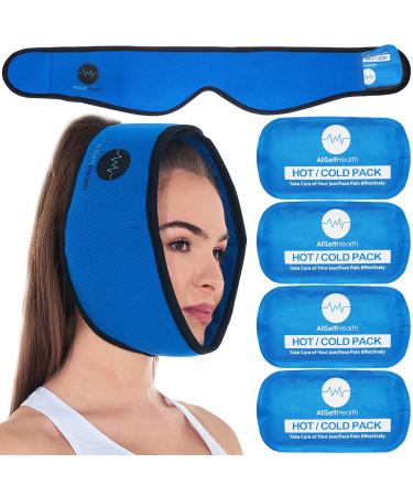 Face Ice Pack for Wisdom Teeth, Jaw, Head and Chin, 4 Reusable Hot or Cold Gel Packs, Relief for Mouth, or Oral Pain, Facial Surgery, TMJ Pain Relief