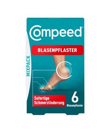 Compeed bladder pavement Mixpack - hydrocolloid patch in different sizes - against blisters on heels toes and for small bubbles 6 pieces 6 pieces (1 Pack) 6 pieces (1 Pack)