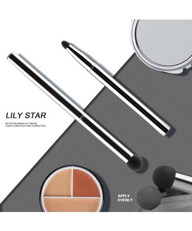 Lilystar 4 in 1 Portable Makeup Brush Set - Under Eye Concealer Liquid Foundation & Powder Blending Brushes for Travel - Buy Online on GoSupps.com