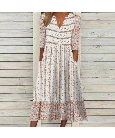 Womens Casual Boho Dress - Short Sleeve V Neck Pocket - Pink - Size XX-Large - Buy Online on GoSupps.com