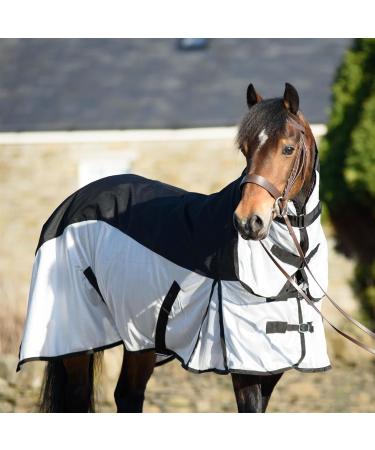 Equitack 600 Denier 2 in 1 Fly Lightweight Turnout Mesh Horse Rug |Waterproof Topline|Fixed Neck|Teflon Coated|Machine Washable Black/Silver 6ft 9 6'9'' Black/Silver - Buy Online on GoSupps.com