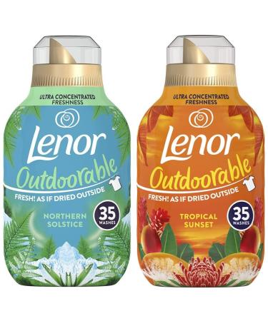 Lenor Outdoorable Fabric Conditioner Ultra Concentrated Freshness 35 Washes Mixed Scent Bundle: Northern Solstice 1Pk 490ml + Tropical Sunset 1Pk 490ml