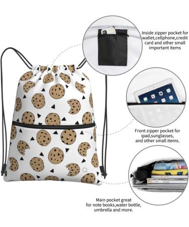 YYHHAOFA Cookies Food Chocolate Chip Biscuits Prints Outdoor leisure zipper drawstring backpack : Waterproof durability lightweight 18 x 15.3 in - Buy Online on GoSupps.com