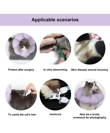 HiDREAM Cat Cone Collar | Cute & Waterproof Elizabethan E-Collar for Cats | Anti-Bite & Lick Wound Healing Collar | Safety Cat Recovery Collar | Medium - Purple - Buy Online on GoSupps.com