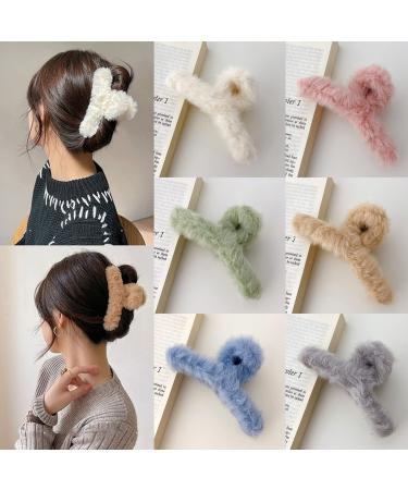 ROOTE Hair Clips 6 PCS Non-slip Large Hair Claw Clips for Thick Thin Hair Acrylic Large Jaw Clips French Style Hair Accessory Hair Clamps for women
