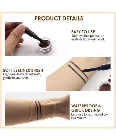 Waterproof Gel Eyeliner Set - Black & Brown | Durable Cream Formula with Brush | Quick Drying Eye Makeup - Buy Online on GoSupps.com