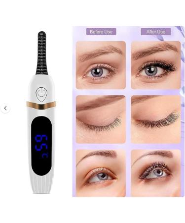 Heated Eyelash Curler with Comb | USB Rechargeable Electric Lash Curler | LED Display Makeup Tool for Women | Ideal Gift (White - Buy Online on GoSupps.com
