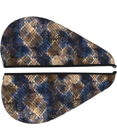 Watercolor Snake Skin Microfiber Hair Towel - Ultra Absorbent Quick Dry Wrap for Long Curly & Thick Hair | Soft Coral Velvet for Women - Buy Online on GoSupps.com