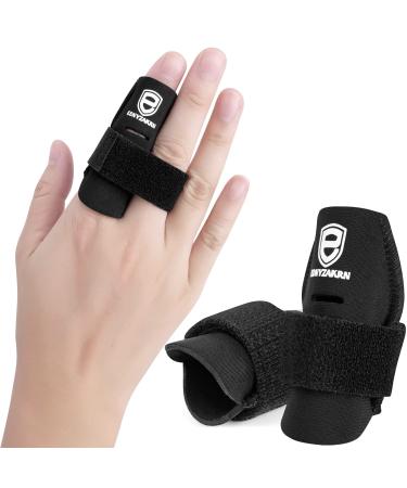 EDNYZAKRN 2 Pack Finger Sleeves Protectors Finger Buddy Bands Adjustable Trigger Finger Brace Splint Support for Sport Basketball Volleyball Tennis Baseball Small