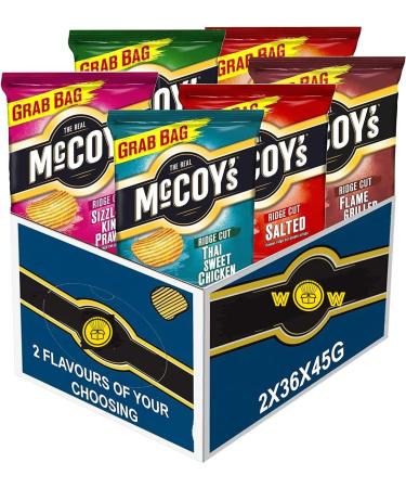 McCoy's Crisps Selection Pick 2 Cases of 36 x 45g Bags Any Flavours of Your Choosing | Includes 6 Varieties of Crunchy Potato Crisps Perfect for Snacking