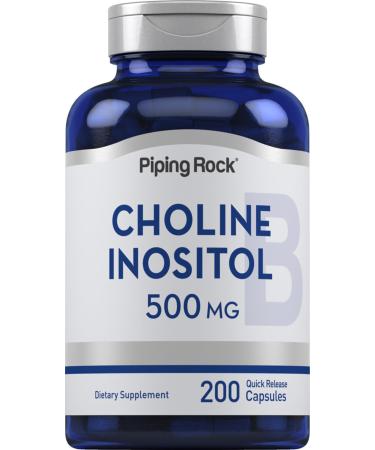 Piping Rock Choline Inositol Supplements | 500mg | 200 Capsules | Choline Bitartrate & Myo-Inositol | Non-GMO Gluten Free